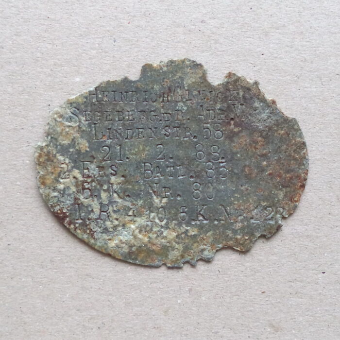 German WW1 Identity Disc - 2. Ers. Batl. 85 - Image 1