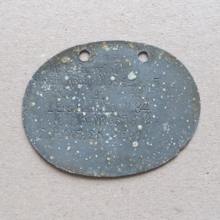 DSC02273 German WW1 Identity Disc - I. Ers. Batl. Füs. R. 34 - Image 1
