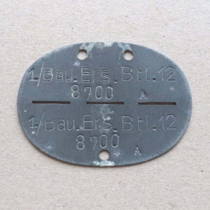 German WW2 Identity Disc - 1/Bau. Ers. Btl. 12