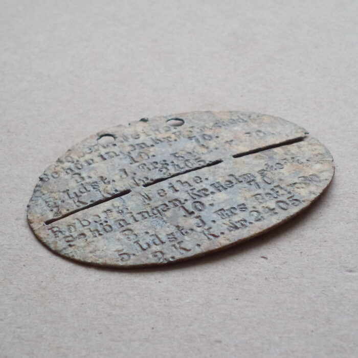 German WW1 Identity Disc - 5.Ldst. J. Ers. Batl. x. 30. - Image 3