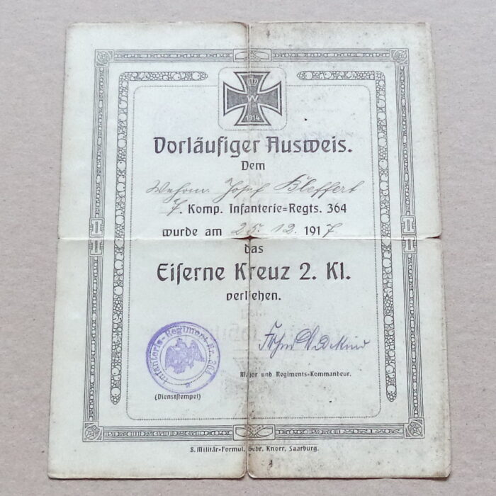 DSC03630 Document to Iron Cross 2. Class 1914 - Image 1