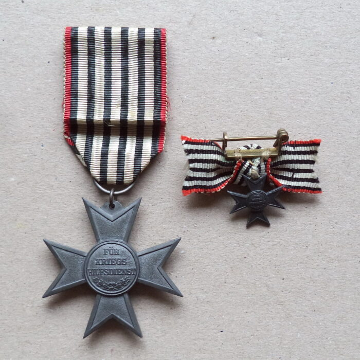 Prussia Merit Cross for War Aid with Miniature in Case - Image 3